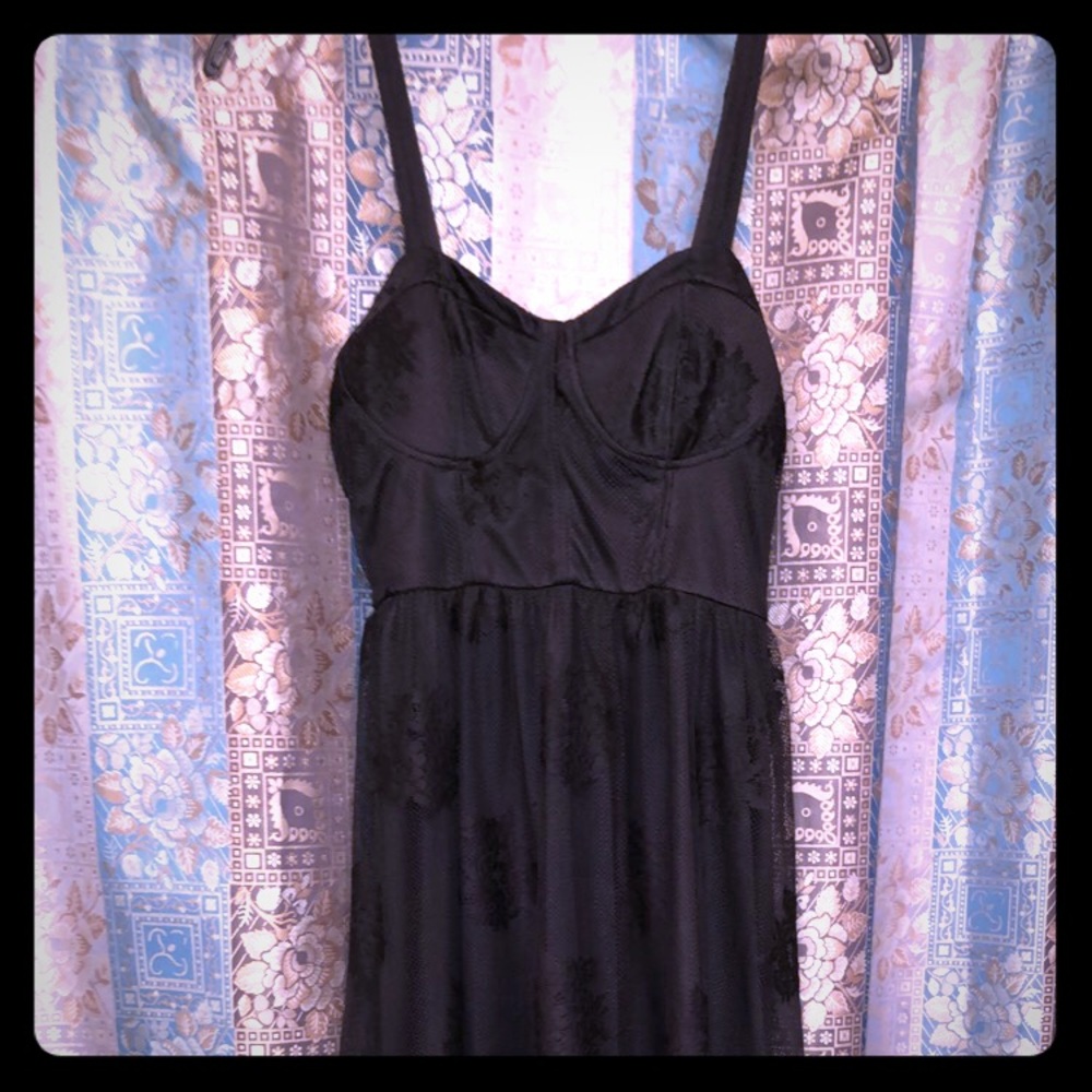 Black lace and mesh dress